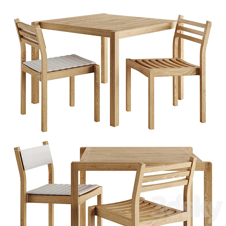 AH902 and AH501 Outdoor Dining Set by Carl Hansen 3DS Max Model