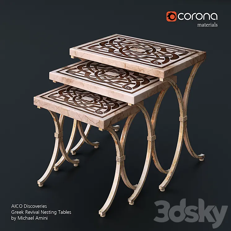 AICO Discoveries Greek Revival Nesting Tables by Michael Amini 3DS Max