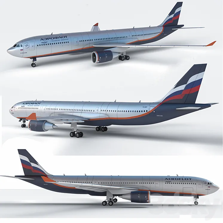 Airbus A330 Aeroflot 3DS Max