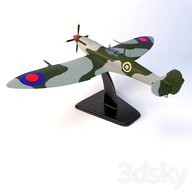 Aircraft on stand Spitfire MK 9 3DSMax File