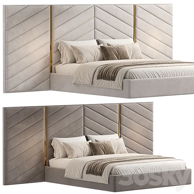 Albero bed with wide headboard 3ds Max