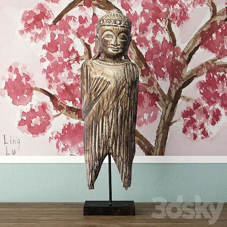 Albesia Wood Buddha Decoration 3DS Max