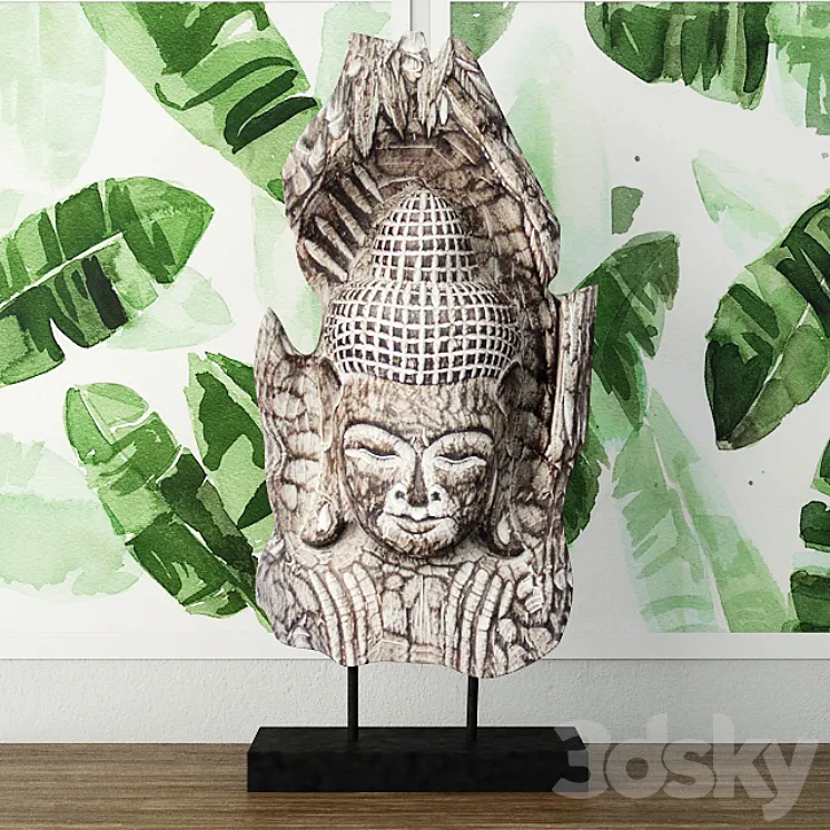 Albesia Wood Buddha Decoration 3DS Max