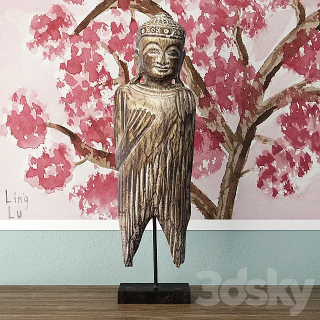 Albesia Wood Buddha Decoration 3DSMax File