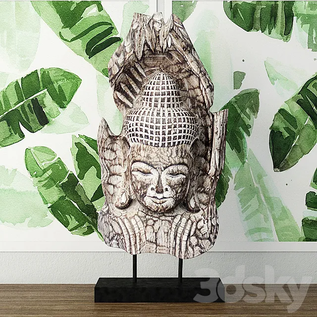 Albesia Wood Buddha Decoration 3DSMax File