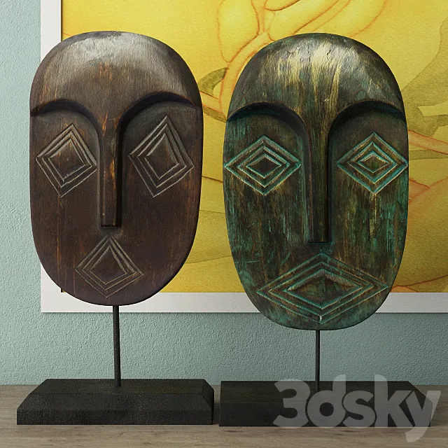 Albesia Wood Mask Decoration 3ds Max