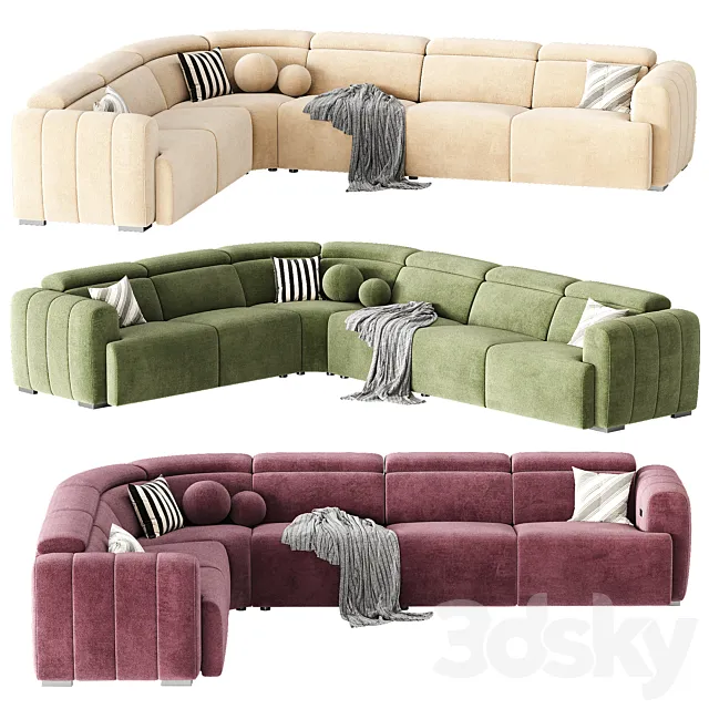 Aldo Fabric Sectional Sofa 3ds Max