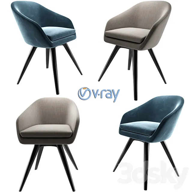 Aleria Upholstered Steel Swivel Chair 3DSMax File