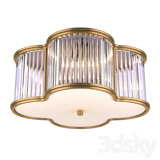 Alexa Hampton Basil Light 2inch 11inch Natural Brass with Clear Glass Flush Mount Ceiling Light 3ds Max