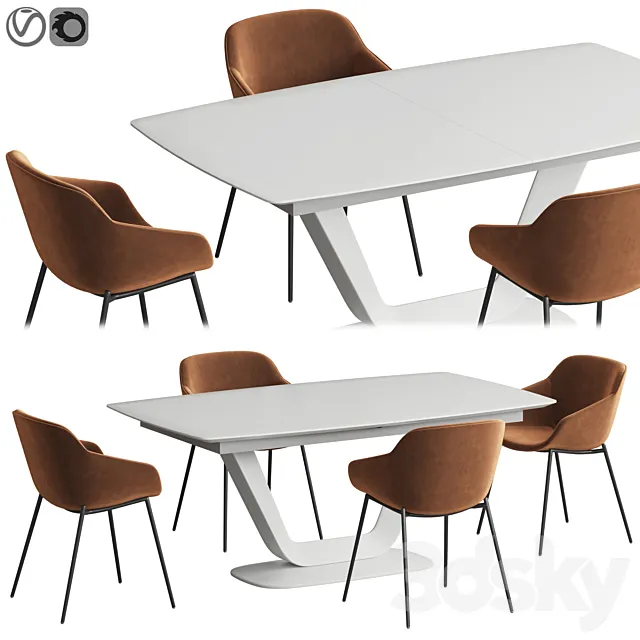 Alicante table Vienna chair Boconcept 3DS Max Model