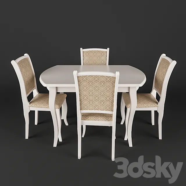 Alicante table with chairs MN Milano 3DS Max Model