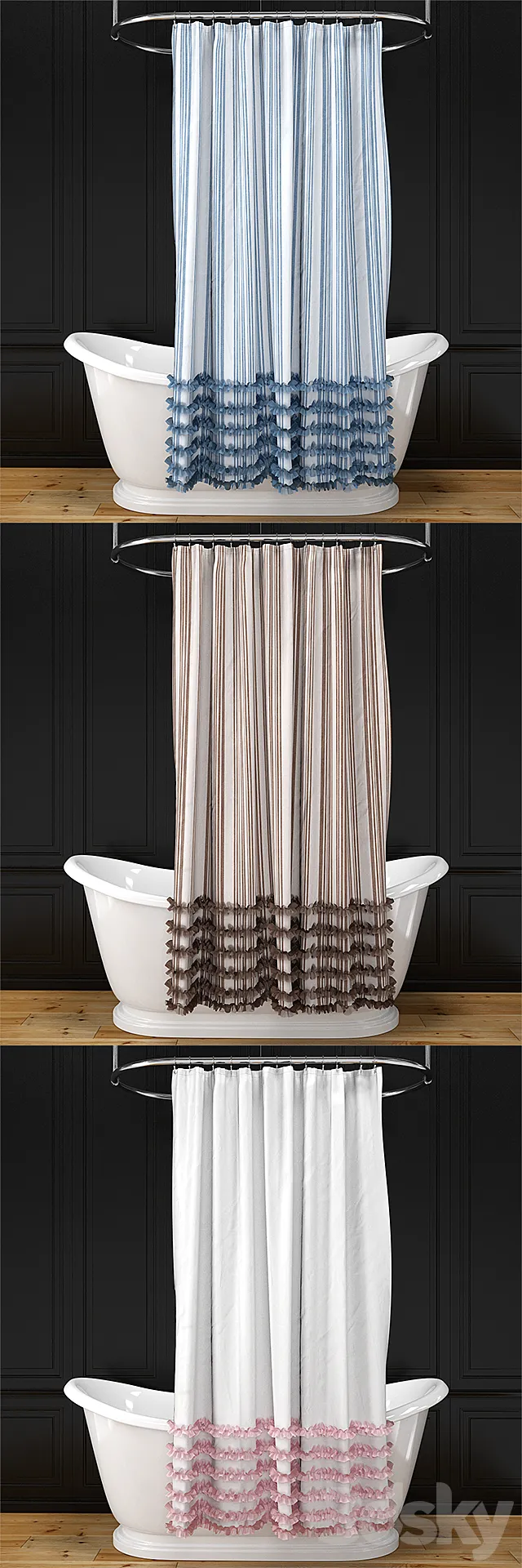 Alice bath + shower curtain + oval rail 3DSMax File