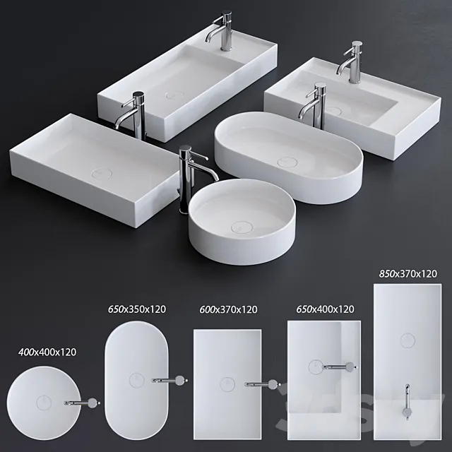 Alice Ceramica Hide Washbasin Set 2 3DS Max Model