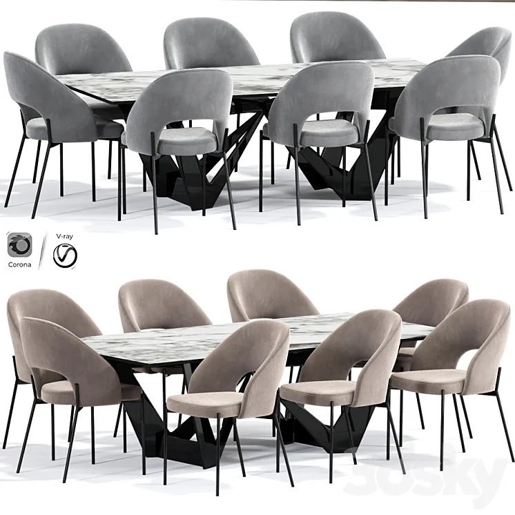 Alice Dining Chair Table 3DS Max