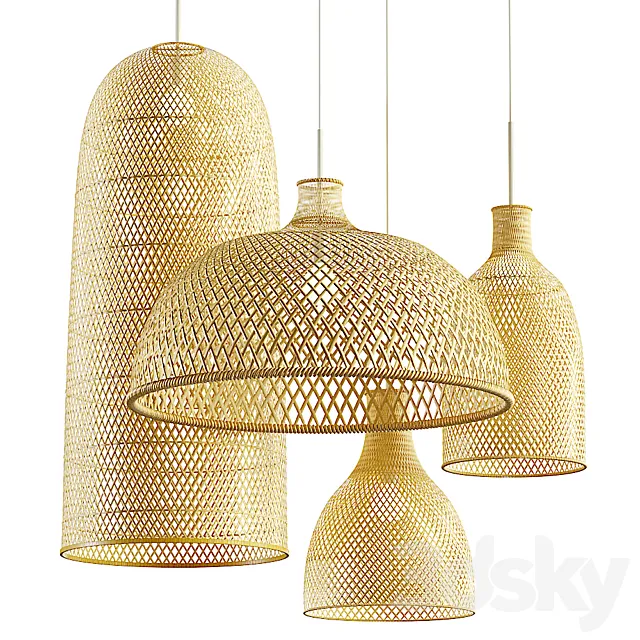 Aliexpress rattan chandelier set 3ds Max