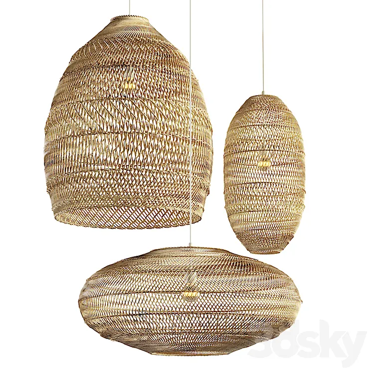 Aliexpress rattan chandelier set 3DS Max