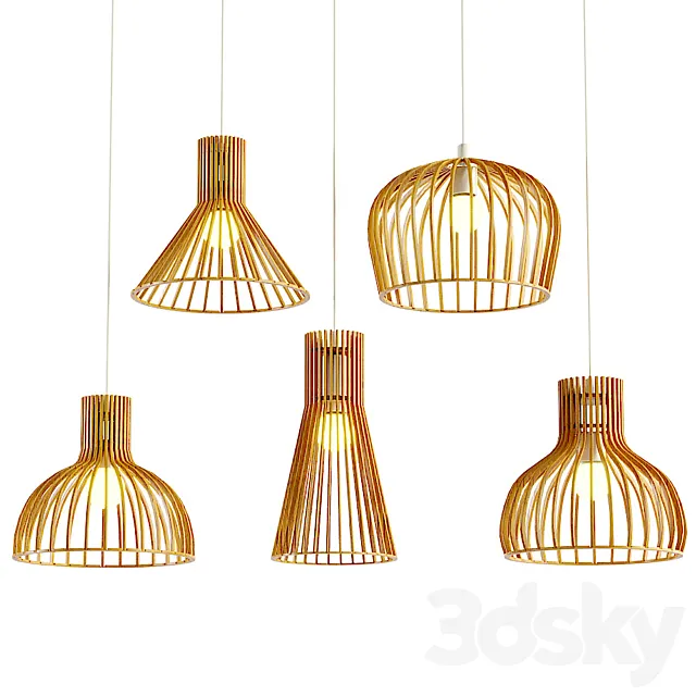 Aliexpress wooden hanging lamp set 3ds Max