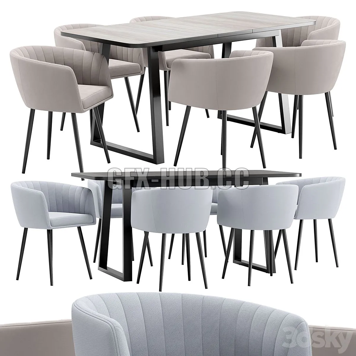 Alina dining chair and Sheffilton Table 3dsMax Model