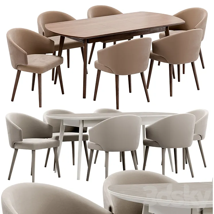 Alisia dining chair and Atlas table 3DS Max