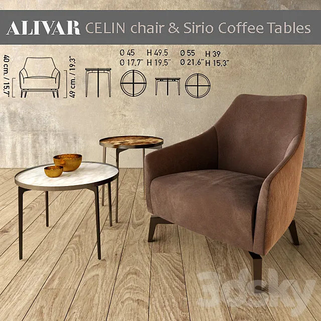 Alivar Celin chair Sirio coffe tables 3ds Max