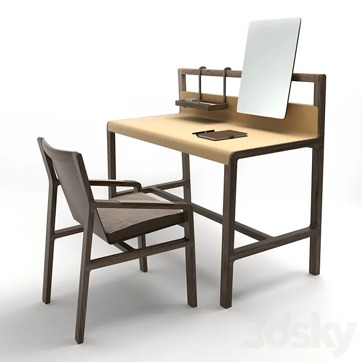 Alivar Scribe desk and Ester chair 3DS Max Model