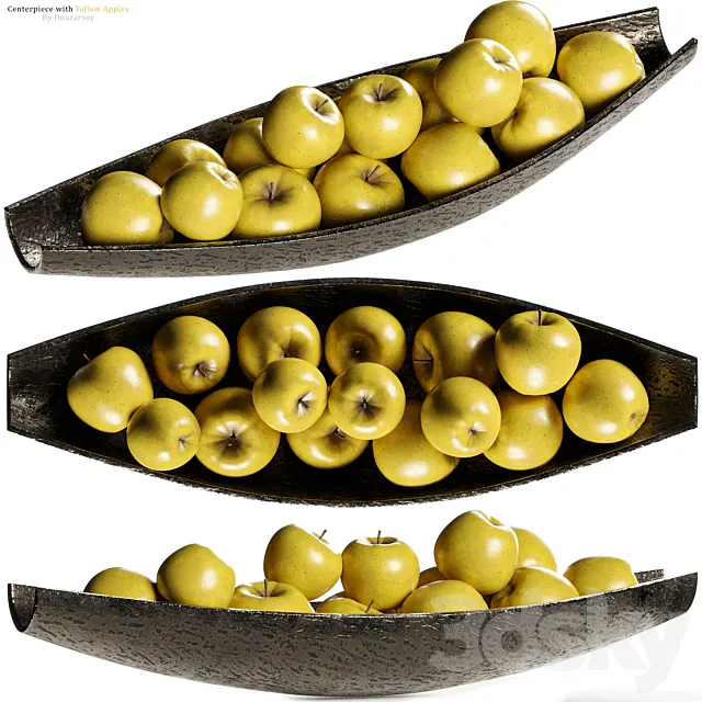 Allegra Centerpiece Bowl with Yellow Apples 3ds Max