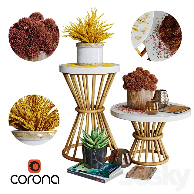 Aloysia Rattan decorative set 3ds Max