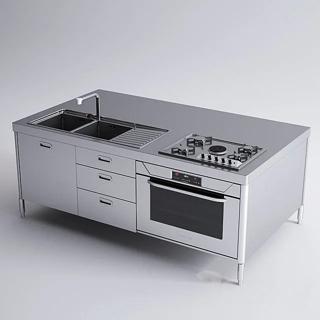 Alpes Inox Kitchen Island 3ds Max