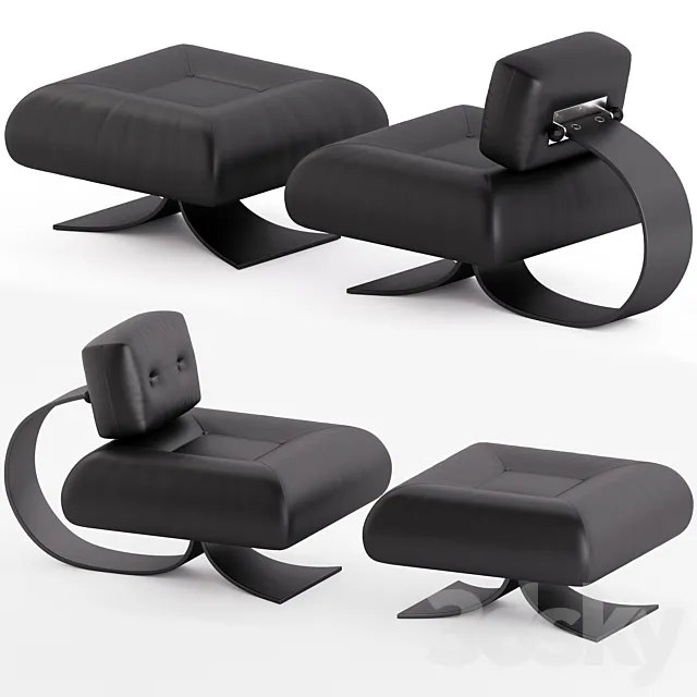 Alta Chair and Ottoman by Oscar Niemeyer 3DSMax File