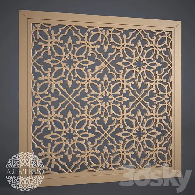 AlteroStyle Carved panel MDF RV0004 3DS Max Model