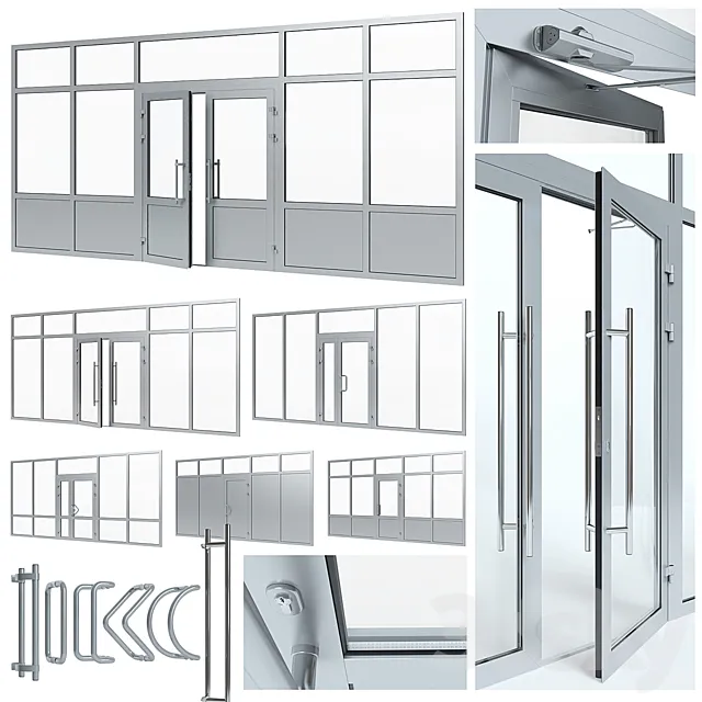 Aluminium door with partitions 3DSMax File