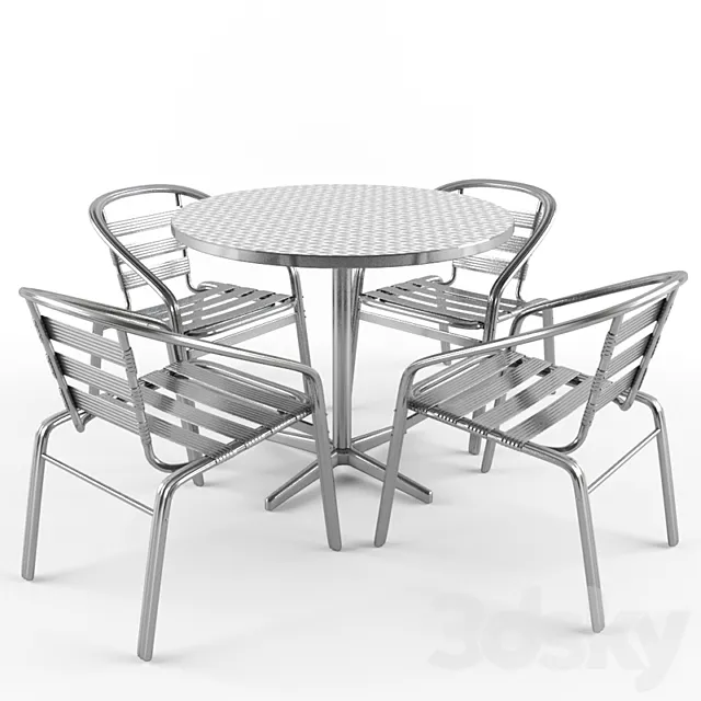 aluminum chair & table 3DS Max Model