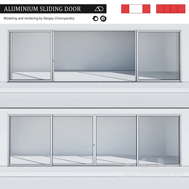 Aluminum sliding door 3DS Max Model