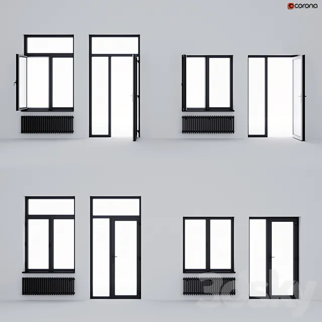 Aluminum window and balcony door ALUMIL 3DSMax File