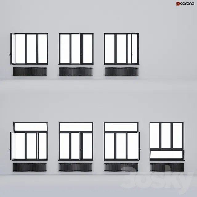 Aluminum windows ALUMIL 3DS Max Model