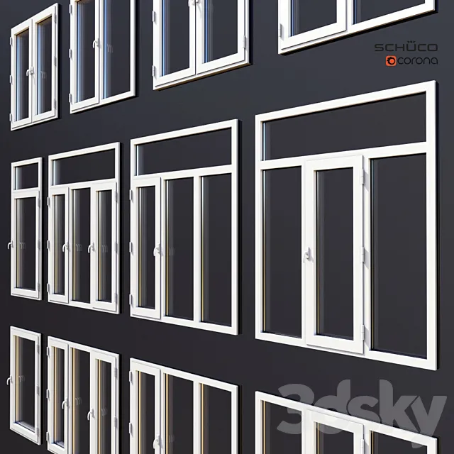 Aluminum windows Schuco 3DS Max Model