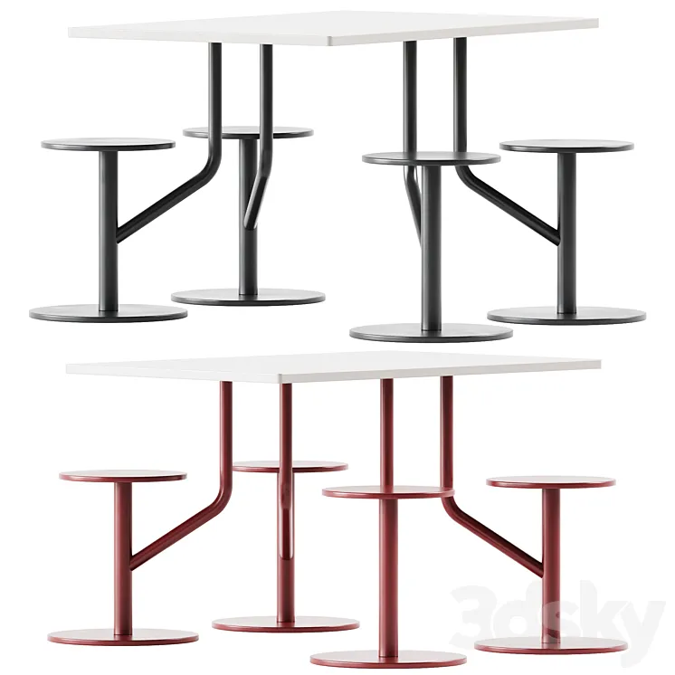 AMBROGIO FOUR table with integrated seats by Belca 3DS Max Model