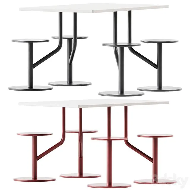 AMBROGIO FOUR Table with Integrated Seats by Belca 3dsMax Model