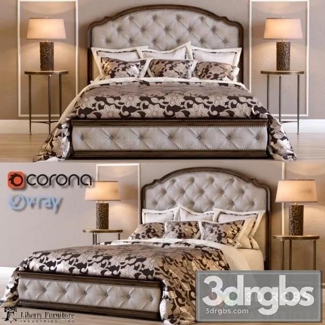 Amelia Queen Upholstered Bed 3dsmax Download