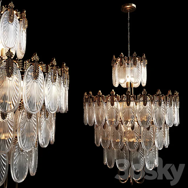 American retro glass chandelier 3ds Max