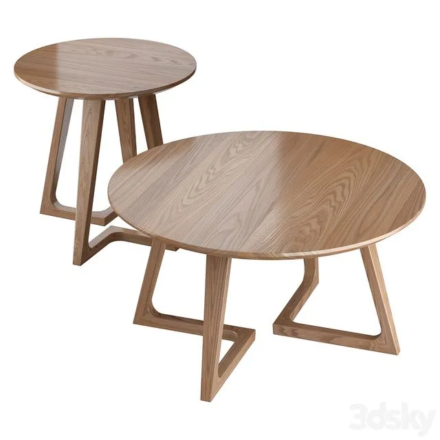 American-style household solid wood round coffee table 3dsMax Model
