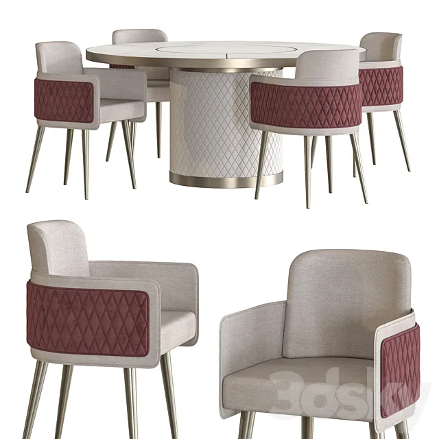 Amet Armchair and Signore Degli Anelli Steel Table by Reflex Dining Set 3DSMax File