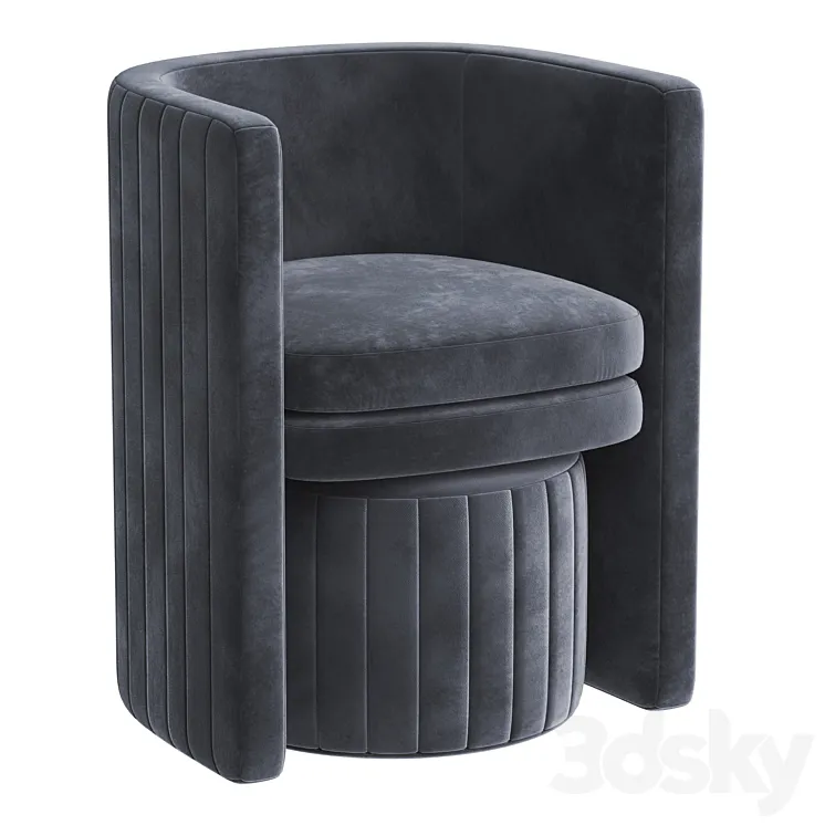 Ammillion Barrel Chair and Ottoman 3DS Max