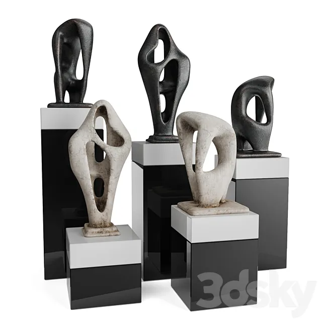 Amorphous figures pedestal black and white 3ds Max