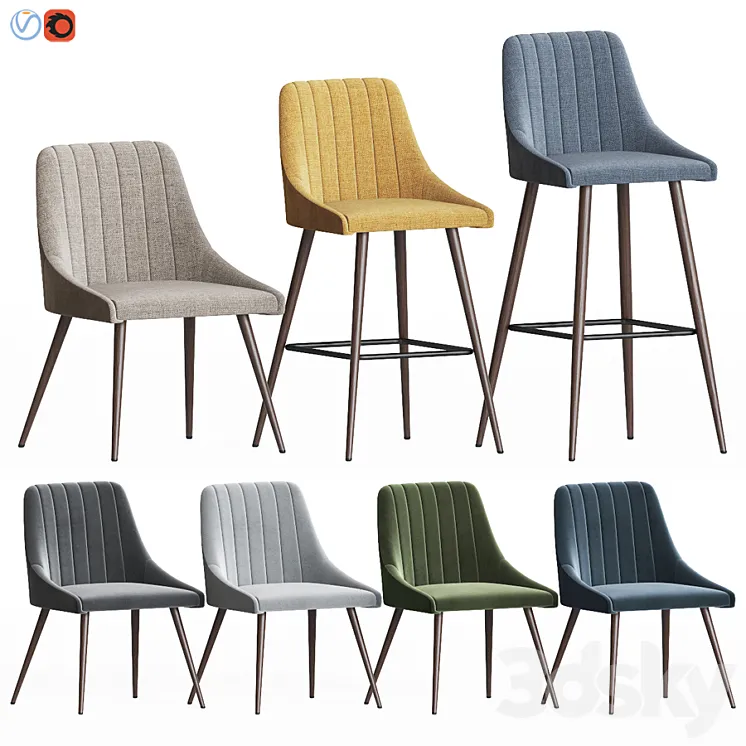 Amos chair set 3DS Max