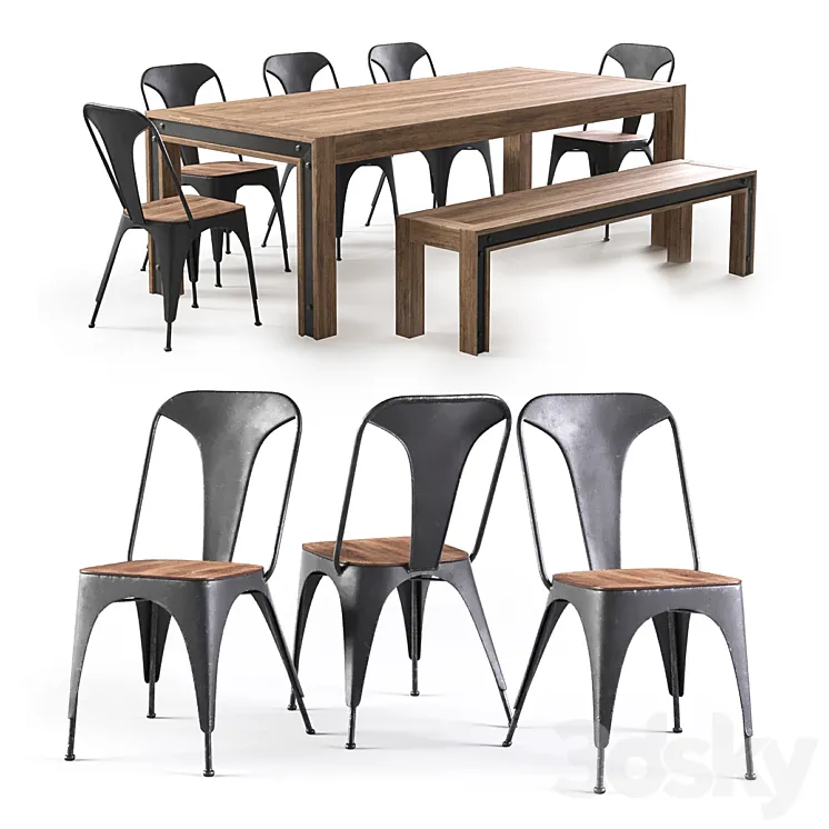 Amos table and chairs 3DS Max