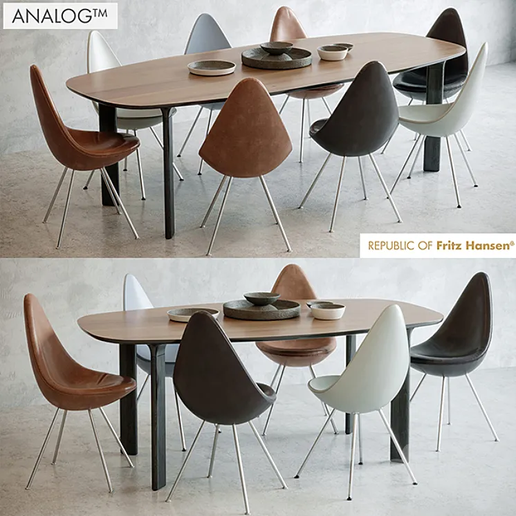 Analog table Drop chair 3DS Max