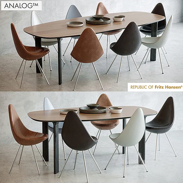 Analog table. Drop chair 3DSMax File
