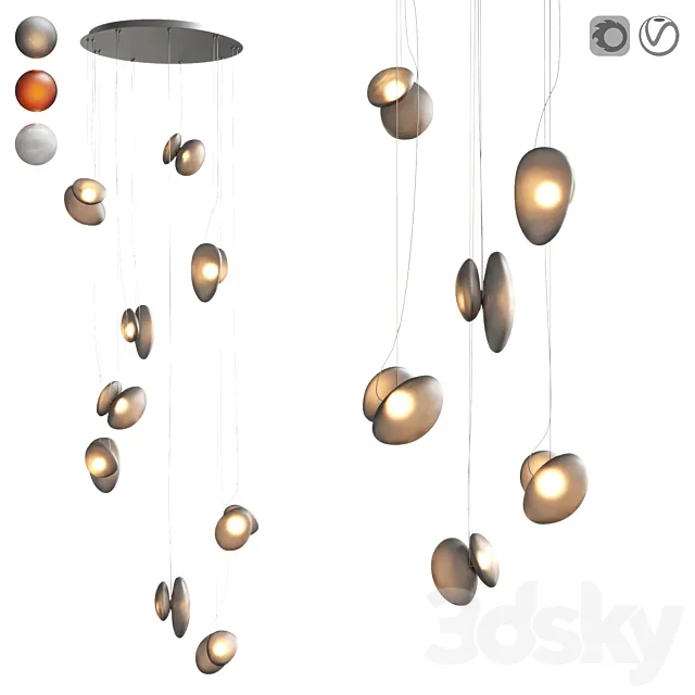 AND Pebble series chandelier Cluster 3DS Max Model