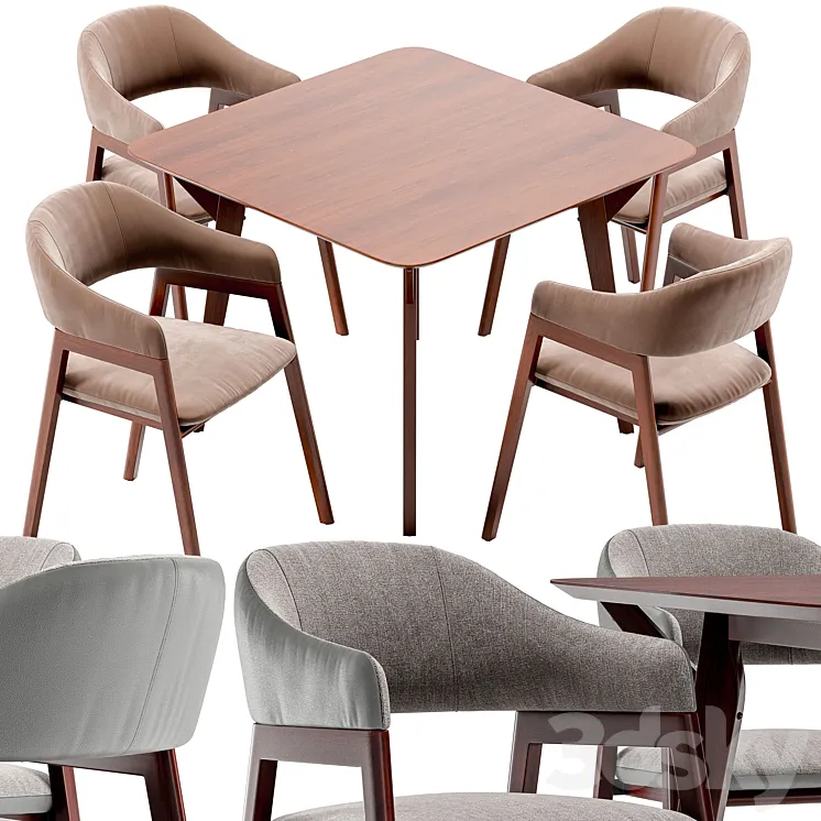 Angel Cerda dining chair and Terong table 3DS Max
